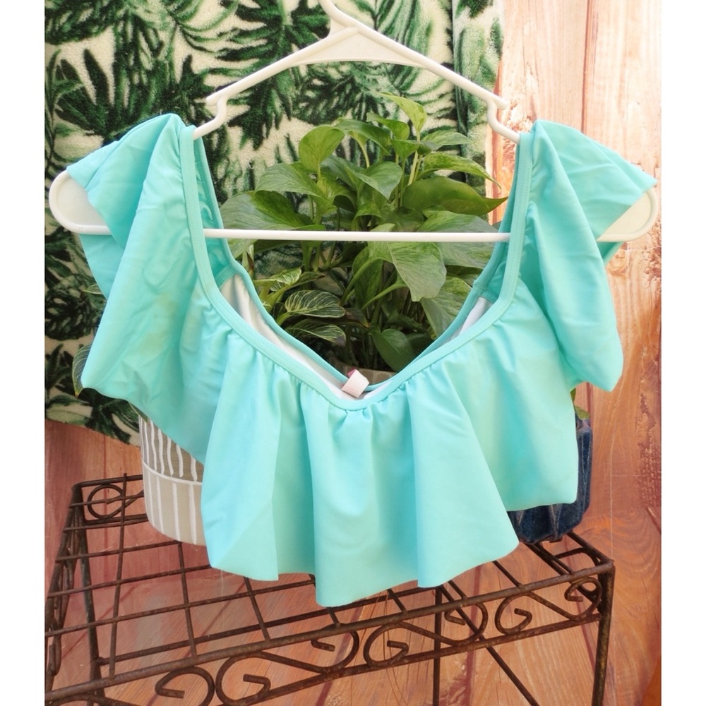 Victoria’s Secret teal blue flounce ruffle bikini top